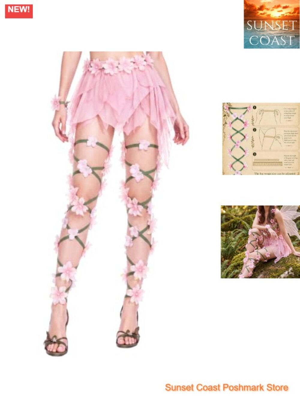 Flower Leg Wraps Fairy Elf Renfaire Costume Accessories